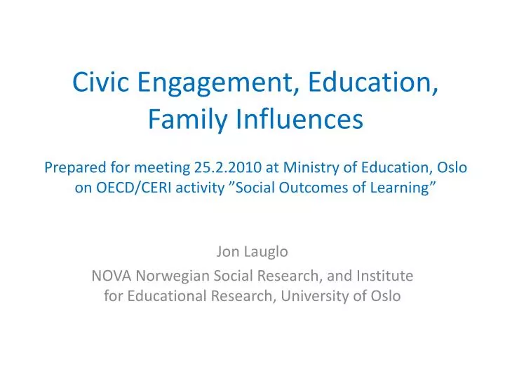 jon lauglo nova norwegian social research and institute for educational research university of oslo