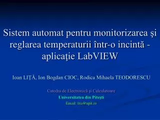 sistem automat pentru monitorizarea i reglarea temperaturii ntr o incint aplica ie labview
