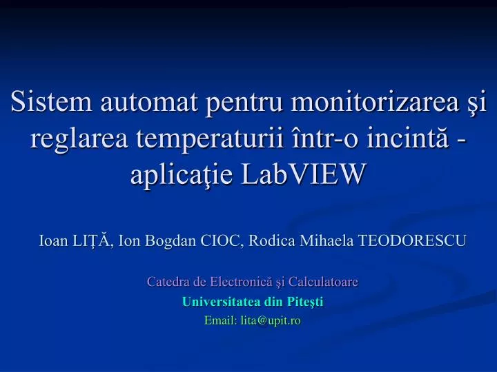 sistem automat pentru monitorizarea i reglarea temperaturii ntr o incint aplica ie labview