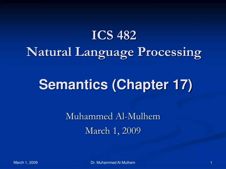 ics 482 natural language processing semantics chapter 17