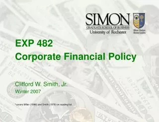 EXP 482 Corporate Financial Policy