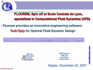 FLUOREM, Spin off of Ecole Centrale de Lyon, specialized in Computational Fluid Dynamics (CFD)