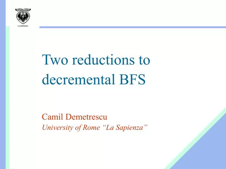 two reductions to decremental bfs