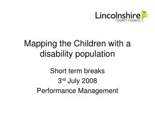 Mapping the Children with a disability population