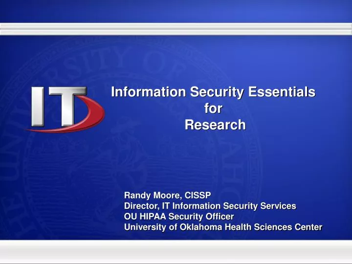information security essentials for research