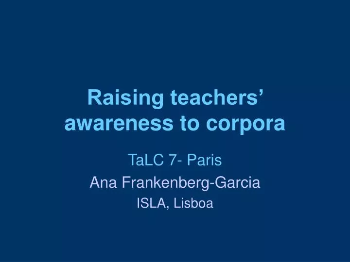 raising teachers awareness to corpora