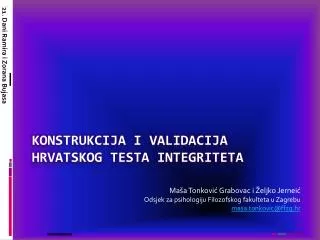 konstrukcija i validacija hrvatskog testa integriteta