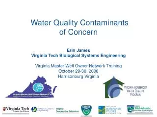 Water Quality Contaminants of Concern