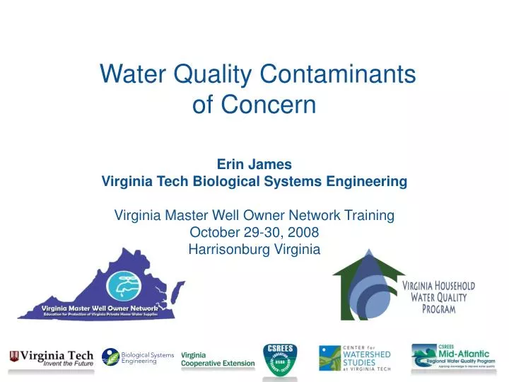 water quality contaminants of concern