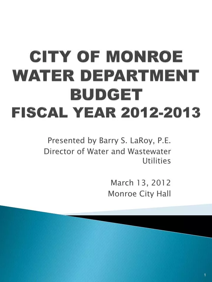 city of monroe water department budget fiscal year 2012 2013