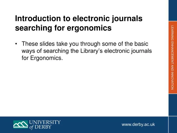 introduction to electronic journals searching for ergonomics