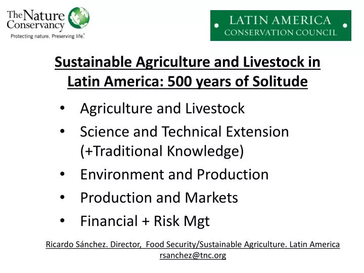 sustainable agriculture and livestock in latin america 500 years of solitude