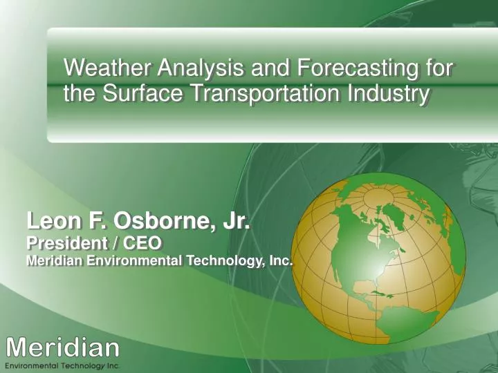 weather analysis and forecasting for the surface transportation industry