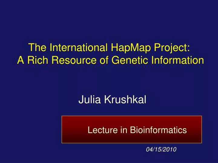 the international hapmap project a rich resource of genetic information