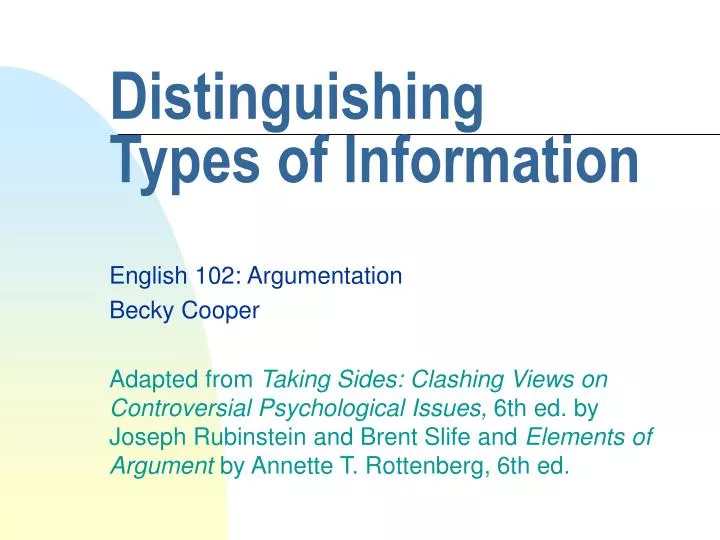 distinguishing types of information