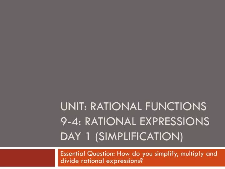 unit rational functions 9 4 rational expressions day 1 simplification