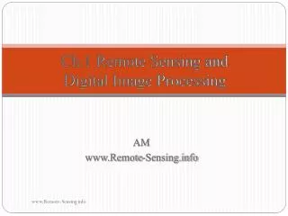 Ch.1 Remote Sensing and Digital Image Processing