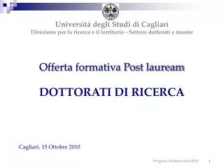 offerta formativa post lauream dottorati di ricerca