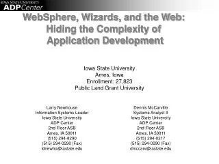 WebSphere, Wizards, and the Web: Hiding the Complexity of Application Development