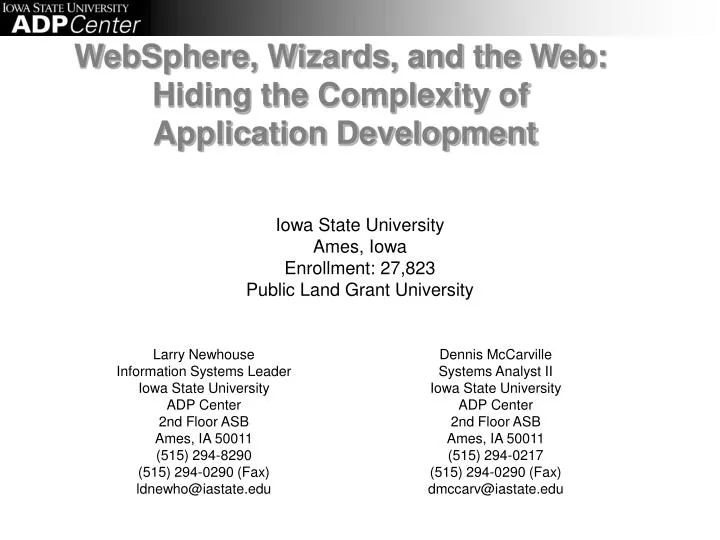 websphere wizards and the web hiding the complexity of application development