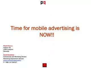 Time for mobile advertising is NOW!!