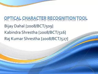 Optical Character Recognition Tool