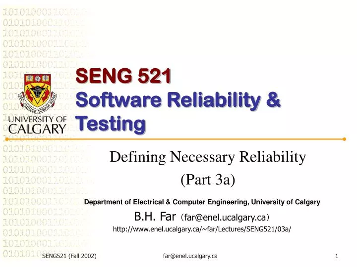 seng 521 software reliability testing