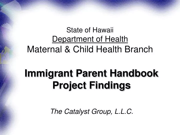 state of hawaii department of health maternal child health branch