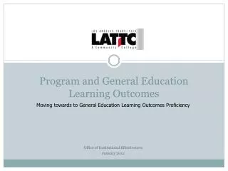 Program and General Education Learning Outcomes