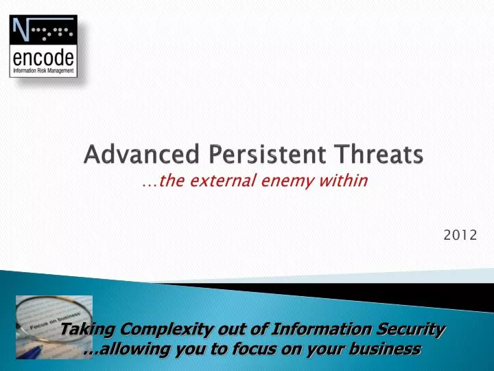 advanced persistent threats the external enemy within