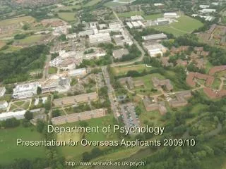 Department of Psychology Presentation for Overseas Applicants 2009/10