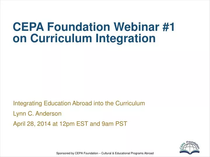 cepa foundation webinar 1 on curriculum integration