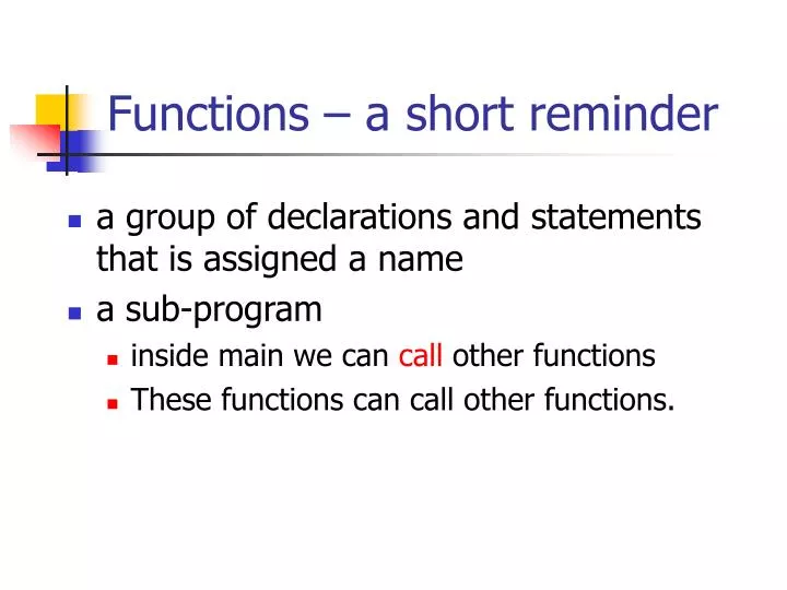 functions a short reminder