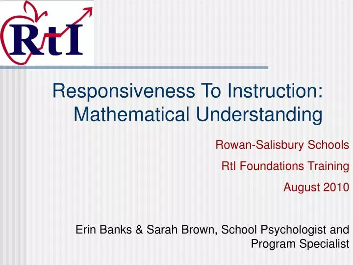 responsiveness to instruction mathematical understanding