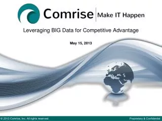 Leveraging BIG Data for Competitive Advantage May 15, 2013