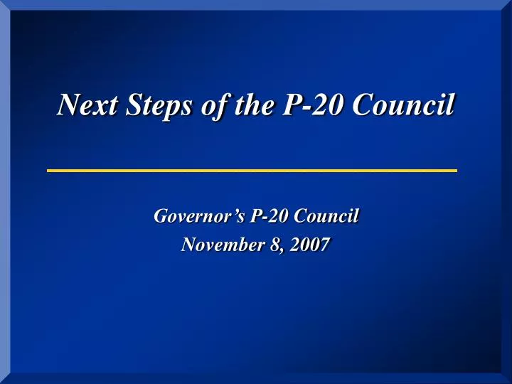next steps of the p 20 council
