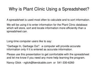 Why is Plant Clinic Using a Spreadsheet?