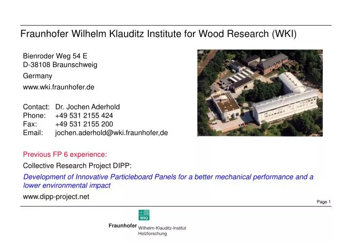 fraunhofer wilhelm klauditz institute for wood research wki