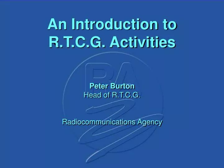 an introduction to r t c g activities