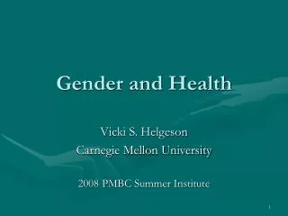 Gender and Health