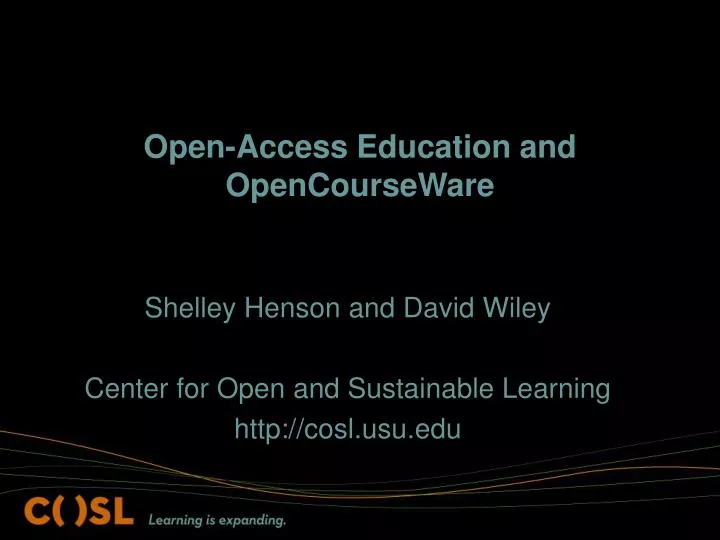 open access education and opencourseware