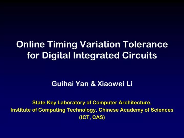 online timing variation tolerance for digital integrated circuits