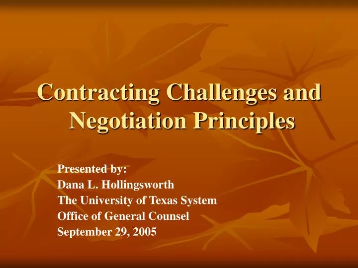contracting challenges and negotiation principles