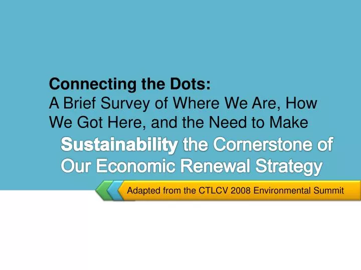 sustainability the cornerstone of our economic renewal strategy