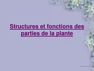 structures et fonctions des parties de la plante