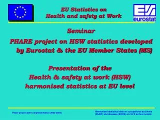 Seminar PHARE project on HSW statistics developed by Eurostat &amp; the EU Member States (MS)