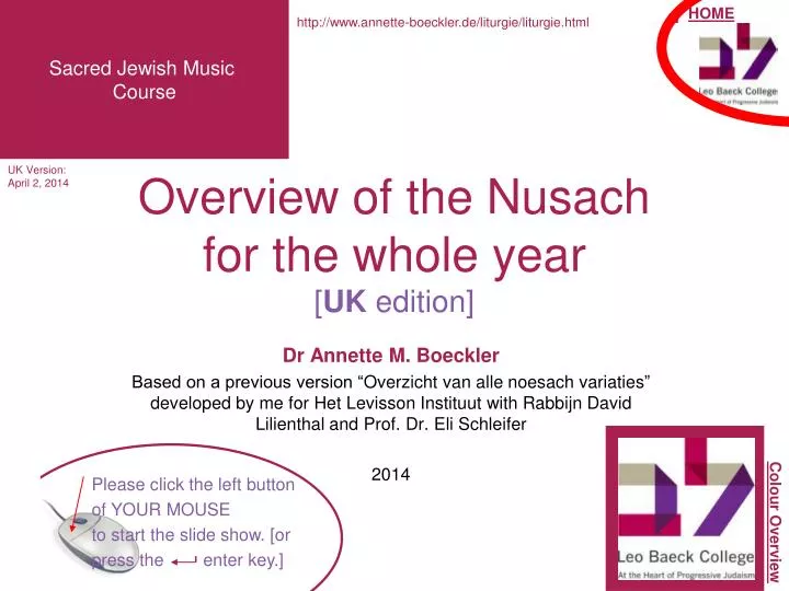 overview of the nusach for the whole year uk edition