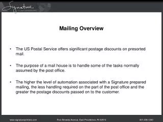 Mailing Overview