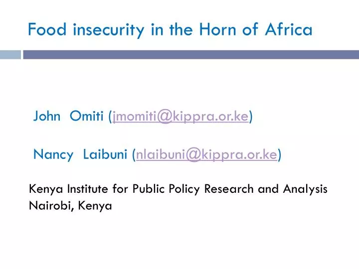 food insecurity in the horn of africa