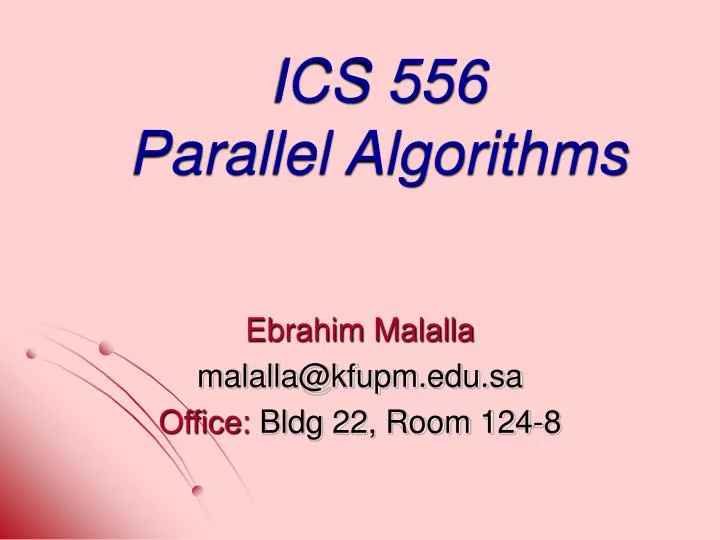 ics 556 parallel algorithms